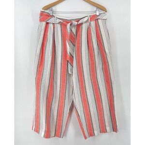 Tommy Bahama Crop Pants Women XL Wide Leg Linen Cotton Crop Pants Coastal Beachy